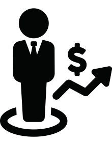 graphic of a person standing in a bulls-eye with an arrow and dollar sign pointing to the upper-left to indicate increased money