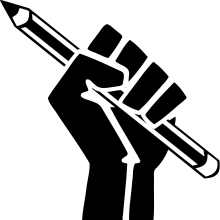 graphic of a fist holding a pencil